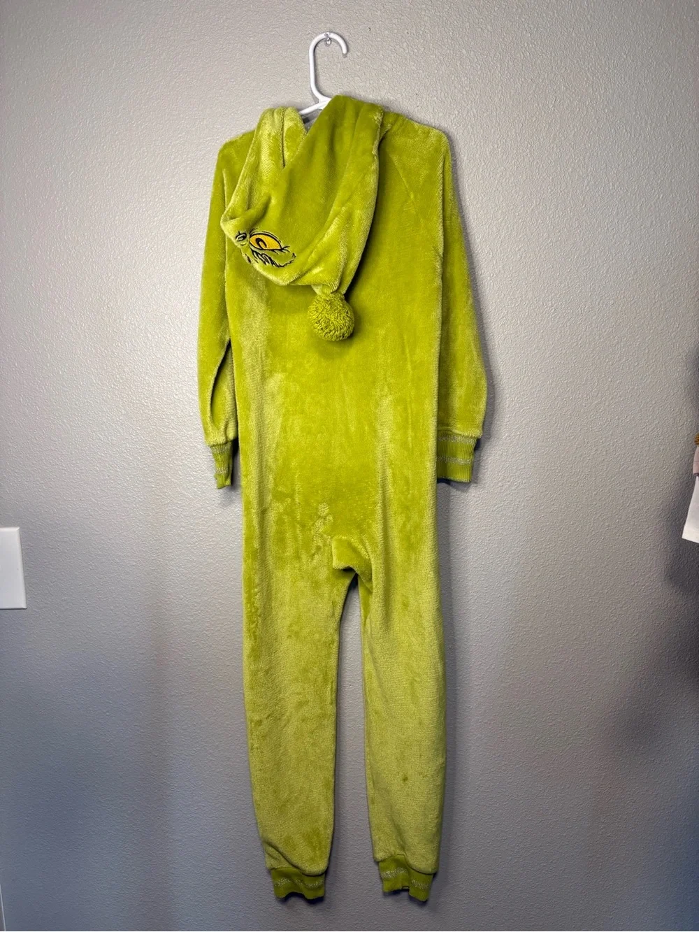 Justice x Dr. Seuss The Grinch Hooded Union Suit Pajamas XS 5/6 Green Fleece